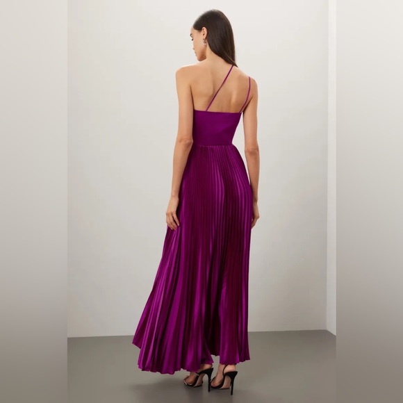 Amur magenta purple Khari one shoulder pleated pink maxi gown dress size 8 $698 - Picture 4 of 12